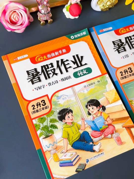 #二升三的暑假 可以给孩子准备这两本#暑假预习 既能复习巩固，又能预习新课，每天做一页语文 一页数学，打好语文数学基础知识#暑假作业#学霸秘籍暑假预复习视频封面
