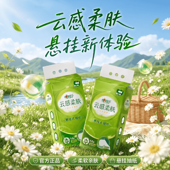心相印挂抽全新上市！客厅、餐厅、卫生间随处可挂，不占空间。直播封面