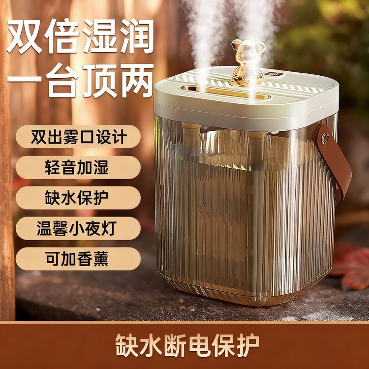 桌面加湿器家用卧室超大容量氛围灯双喷头超大雾量小巧便携喷雾器商品图