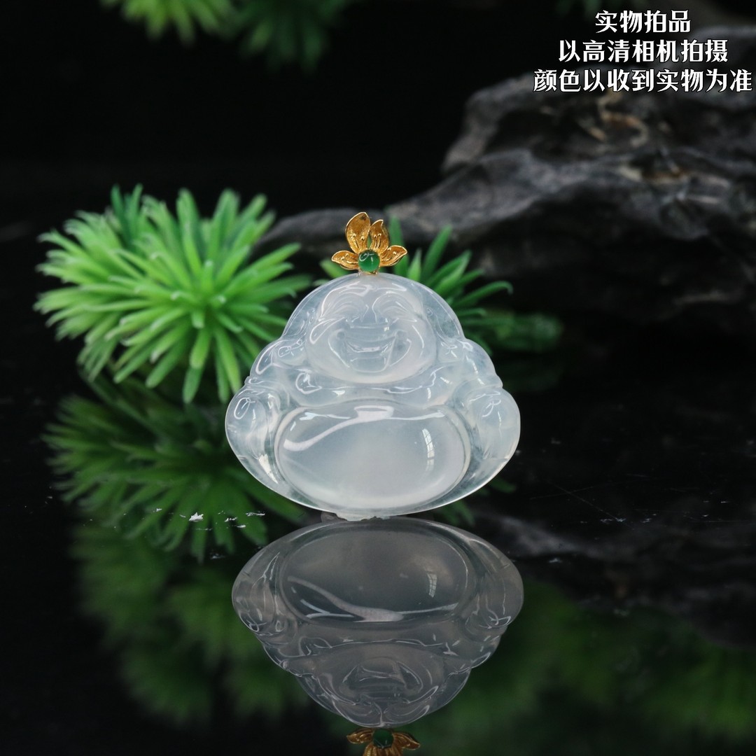 bot13天然缅甸翡翠A货18k佛公/059747/北京中保拍卖商品图