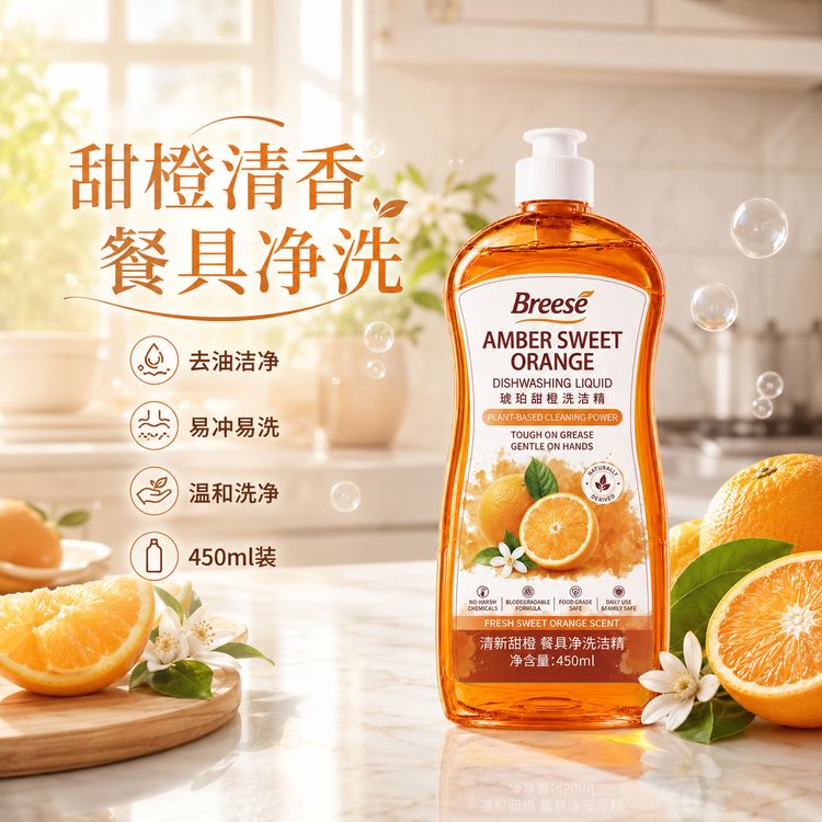 【拍5单送1瓶】香橙净护洗洁精 去油清新商品图