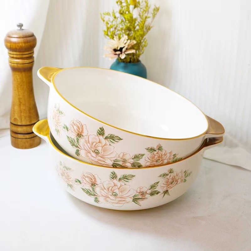 山茶花双耳碗9英寸2只（碗口直径18.5CM）/有问题先联系商家商品图