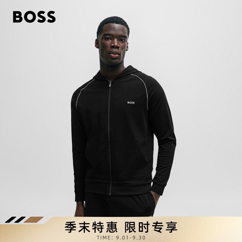 BOSS博斯男士徽标设计弹力棉质平纹针织休闲百搭家居外套50515392商品图