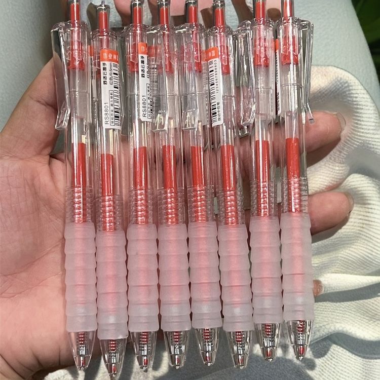 【1️⃣0️⃣支】老师改错红笔作业0.5速干批改用刷题ST按动红色中性笔商品图