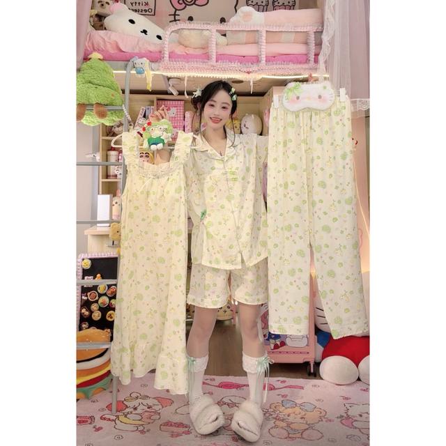新款三件套四件套春夏季可爱甜美睡衣女可爱家居服套装外穿商品图