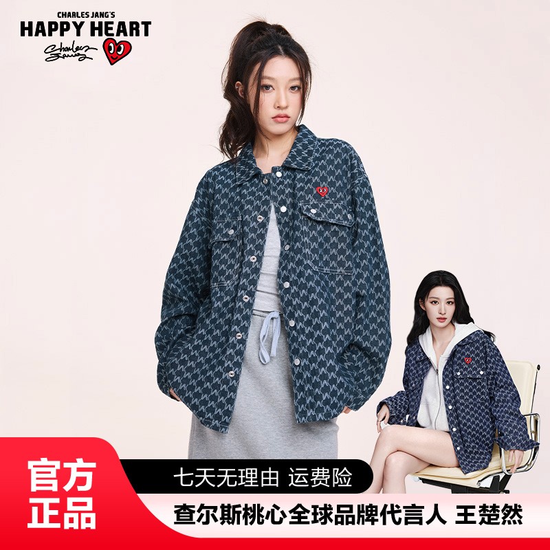 查尔斯桃心 复古老花牛仔外套水洗春秋上衣男女休闲长袖潮流经典商品图