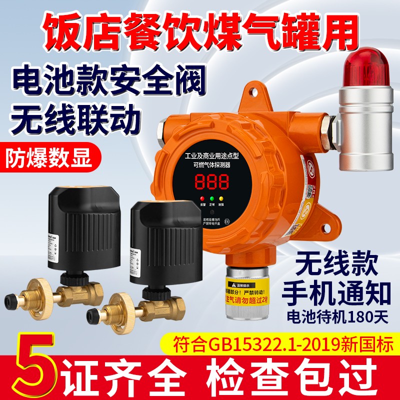 餐饮饭店燃气报警器商用厨房煤气泄漏自动切断阀液化气罐工业防爆商品图