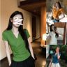 2026夏季新款纯欲风V领交叉设计收腰显瘦正肩短袖T恤女百搭1374商品图