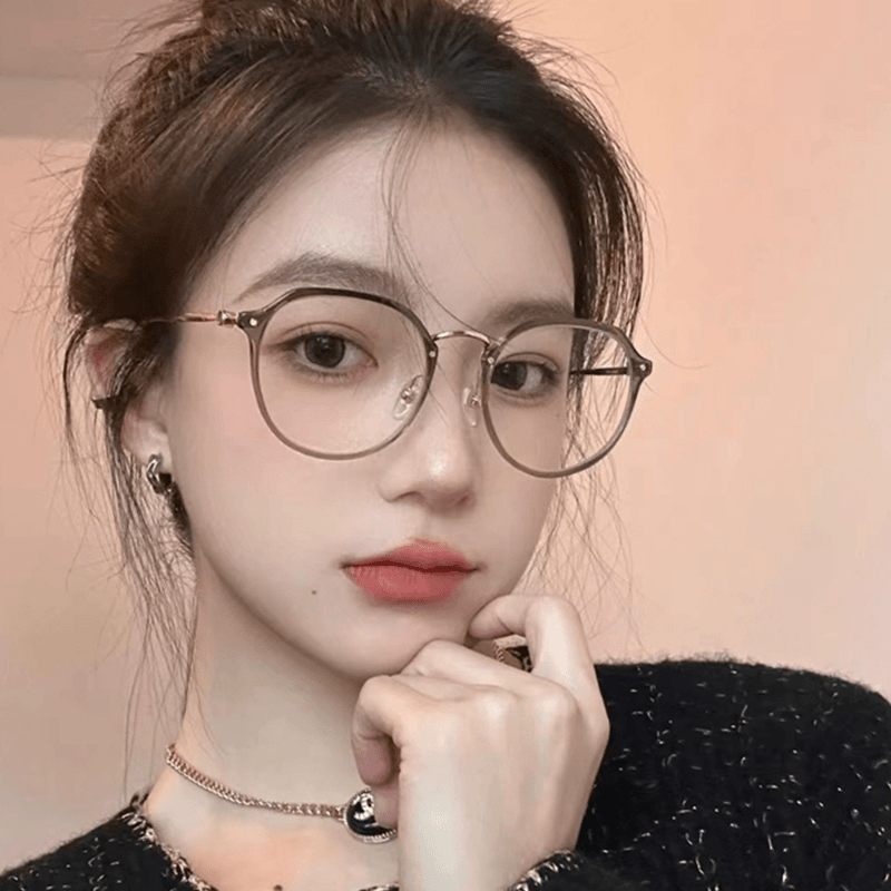 高级感超轻冷茶色素颜近视眼镜女可配度数防蓝光方圆脸眼睛框镜架商品图