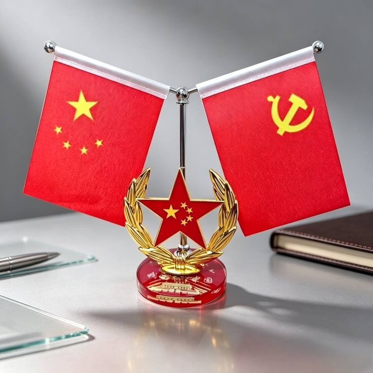 【爱国红旗】高档红旗摆件车载中控台办公室家居装饰品商品图