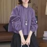 【运费险】新款高级感圆领长袖衬衫女宽松显瘦洋气百搭上衣秋季9107商品图