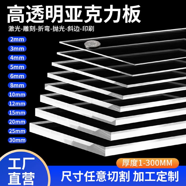 高透明硬塑料板PC耐力板 亚克力板定制有机玻璃板PVC加工胶板隔板商品图