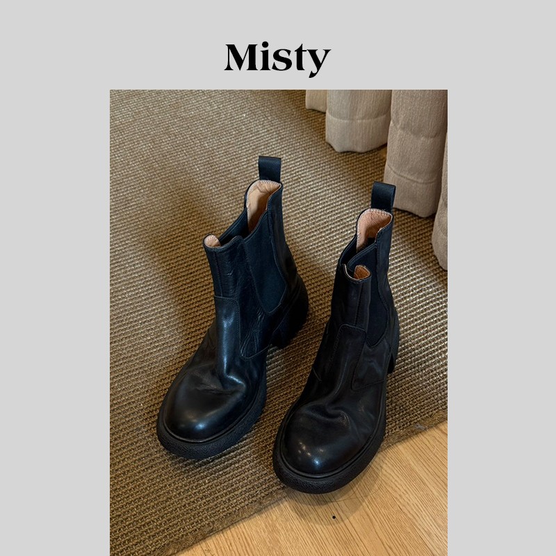 Misty雾屿女鞋|34-40|4.5cm|2025秋季爆款粗跟百搭弹力时装短靴商品图