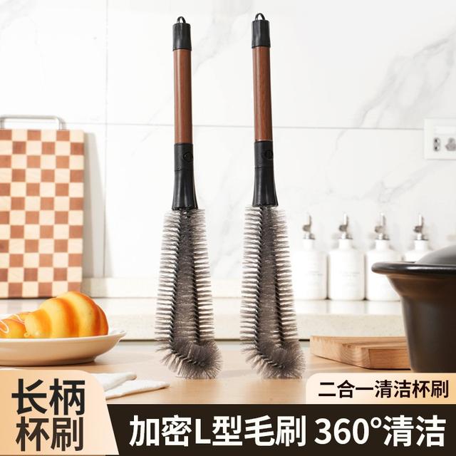 二合一胡桃木纹杯刷家用破壁机清洗刷长柄可拆卸吸管刷杯盖清洁刷商品图
