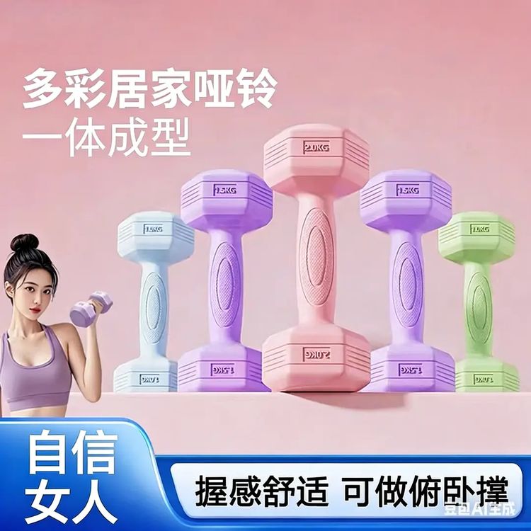 哑铃女士健身全身塑形练臂肌练马甲线全身居家用塑形环保彩色哑铃商品图