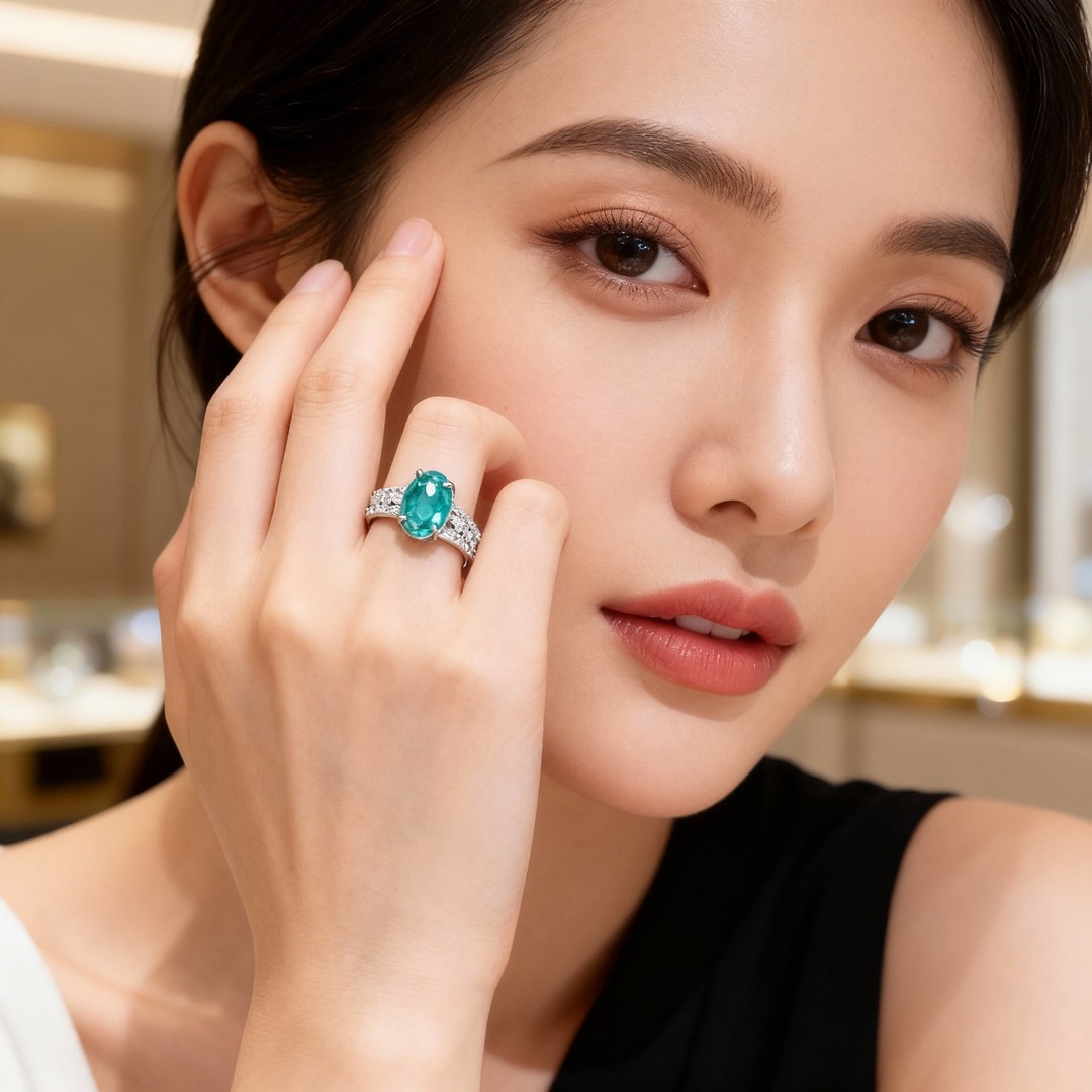 梵特思 培育蓝宝石R20251216豪镶S925银帕帕拉恰美观大方彩宝戒指商品图