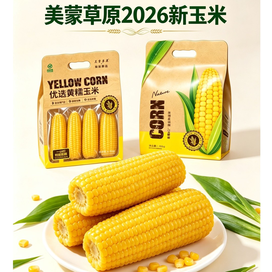 美蒙草原黄糯大粒敖汉沙地玉米试吃两根2.05kg/袋/8支杂粮商品图