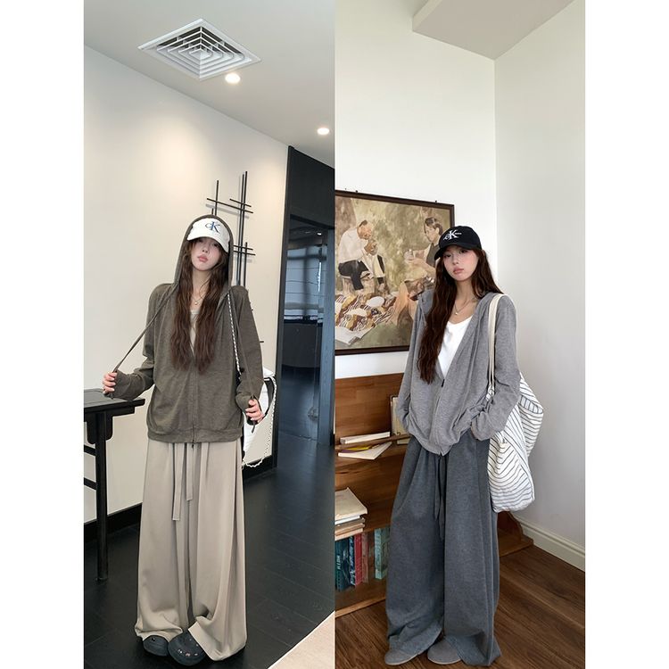 春季新款韩版宽松休闲慵懒风假两件连帽外套女  60616商品图
