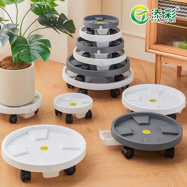 钢化移动花盆托盘带轮加厚花盆底托盘耐用圆形大号底座接水托盘垫商品图
