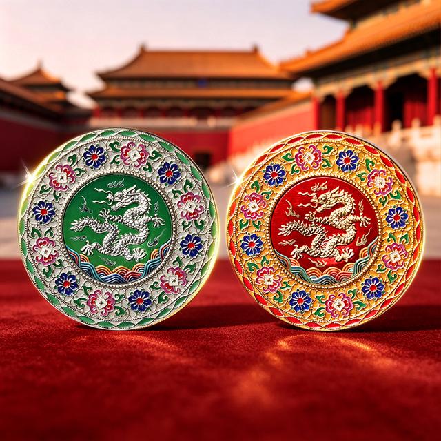 法定货币双龙龙纹纪念套装 含两枚生肖币收藏款商品图