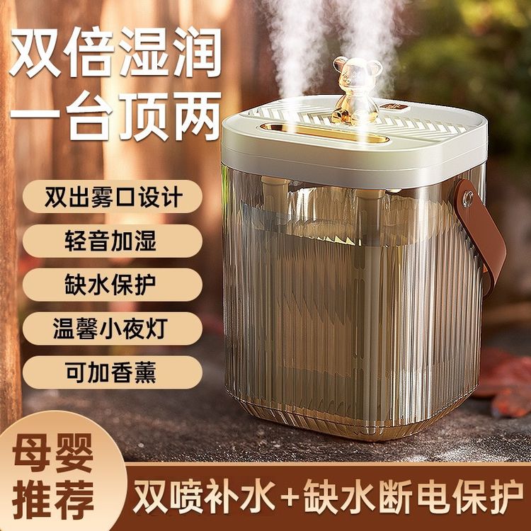 插电双喷头大容量加湿器家用宿舍大雾量母婴适用带氛围办公室商品图