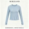 BUBLELAND瑜伽服女修身显瘦短款圆领速干长袖运动上衣透气健身服商品图