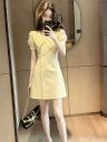 法式时尚优雅精致翻领短袖连衣裙女2026夏季新款小众别致显瘦裙子商品图