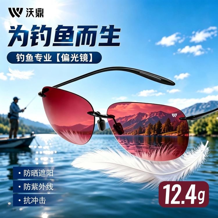 沃鼎专业钓鱼眼镜看漂专用偏光增晰墨镜超轻护目镜台钓户外太阳镜商品图