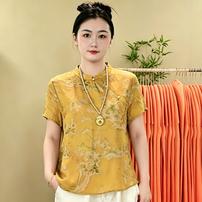 新中式国风夏季浮光水墨盘扣宽松显瘦短袖小衫款号1293商品图