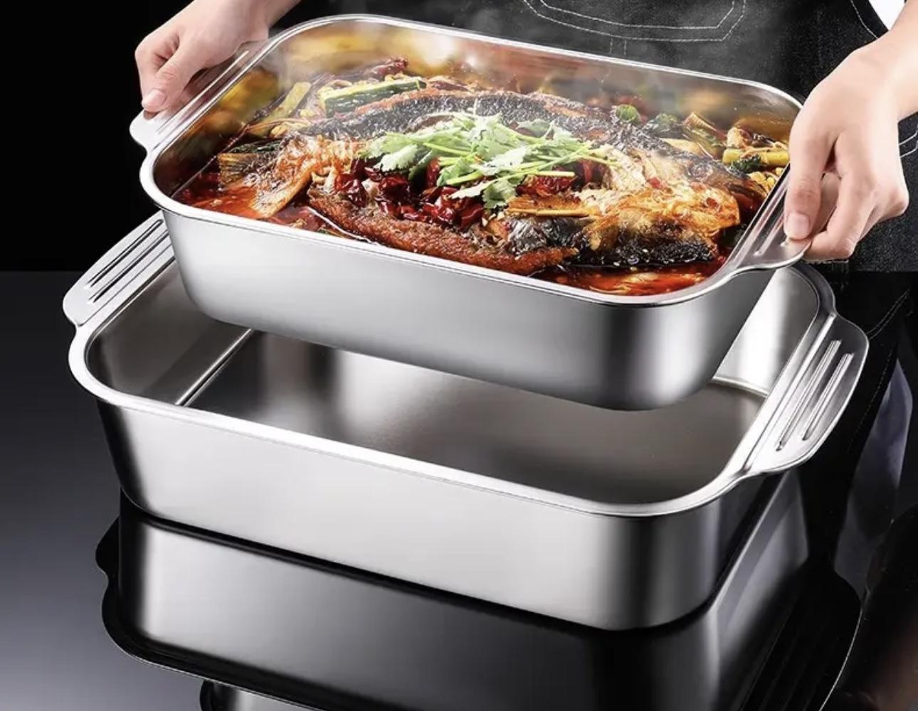 升级长41宽24高烤鱼盘家用长方形烤鱼托盘电磁炉专用烤鱼专用盘