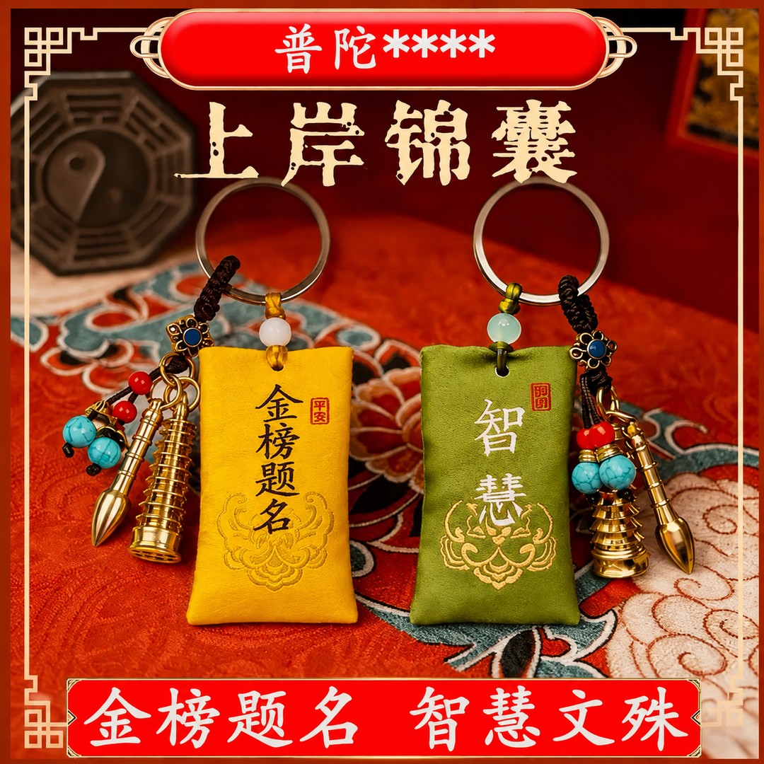 普陀甄选.金榜题名锦囊钥匙扣书包随身挂饰香薰香包上岸祈福配饰 商品图