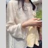 简约钉珠套头宽松薄款新中式显瘦时尚百搭衬衫小衫气质白色复古商品图