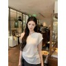 法式白色斜领露肩短袖T恤女2026夏季镂空修身显瘦不规则辣妹上衣商品图