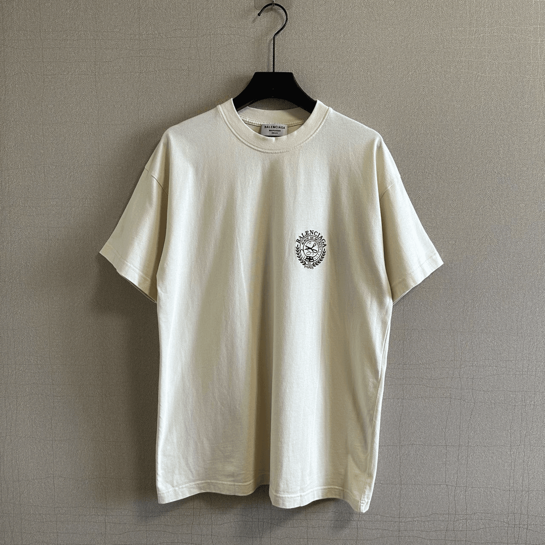 BALENCIAGA 巴黎世家 SS22 剪刀麦穗刺绣logo圆领短袖T恤 L码/98商品图