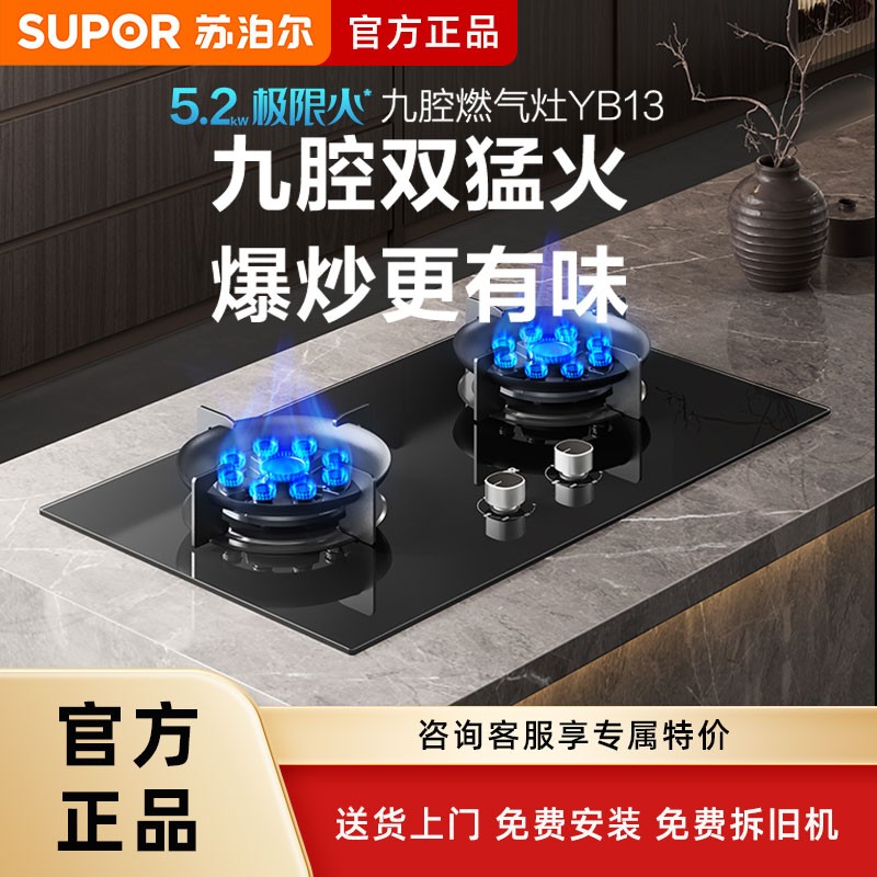 苏泊尔YB13家用猛火九腔燃气灶双灶煤气灶台嵌两用天然气液化气商品图