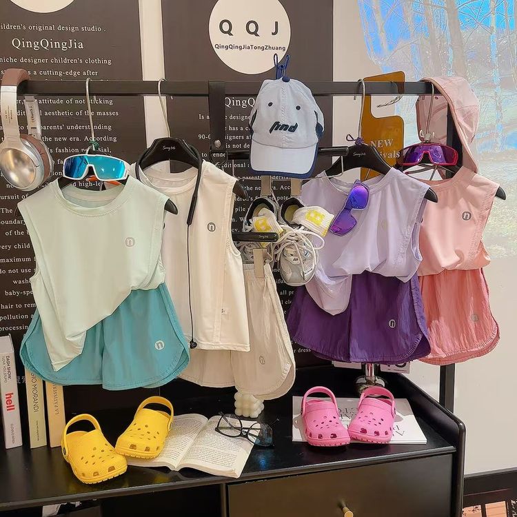 2026夏季新款儿童韩版爆款套装男童女童休闲运动宽松无袖背心套装商品图
