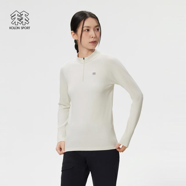 KOLON SPORT可隆户外休闲衣女士无缝一体织半拉链长袖T恤内搭商品图