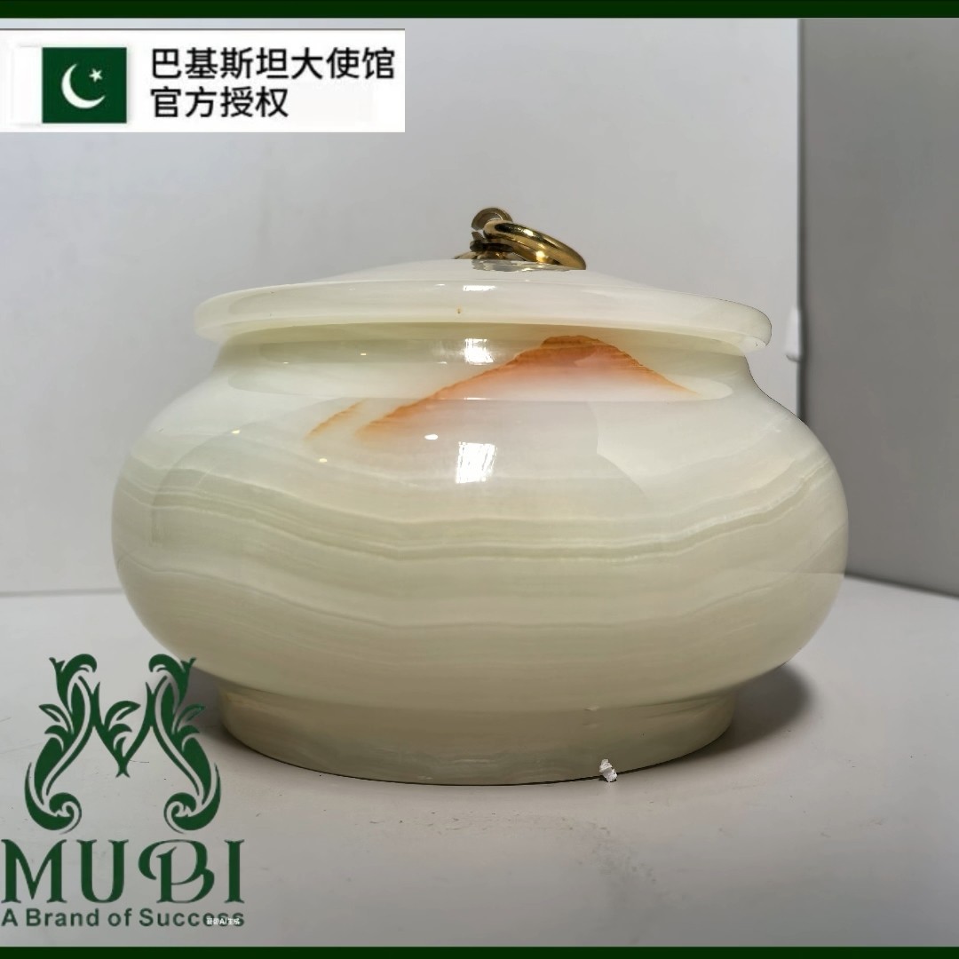 巴基斯坦轻奢（豪华玉石）密封茶叶罐大气带盖高档高端收纳装饰摆件商品图