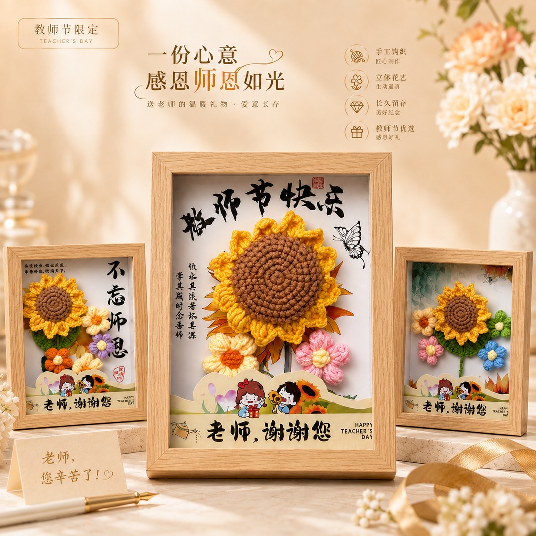 教师节礼物手工向日葵相框摆件送老师实用纪念礼物商品图