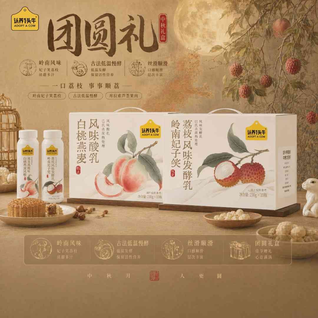 认养一头牛妃子笑荔枝酸奶1箱+白桃燕麦酸奶1箱果肉甜品高端SNgb商品图