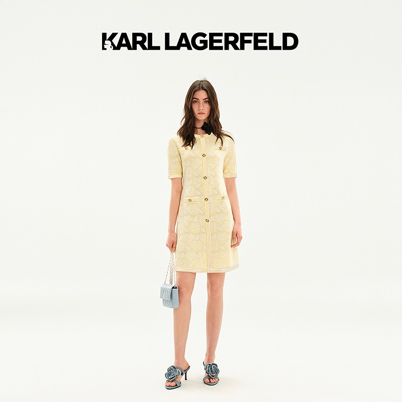 【李老板专属】KARLLAGERFELD夏季新款短袖连衣裙品牌M22E1384商品图