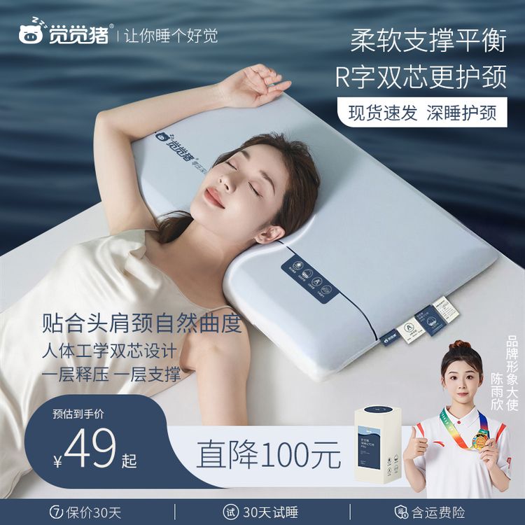 觉觉猪零压记忆枕双芯Pro2深睡慢回弹枕头护颈枕颈椎枕侧睡好物商品图