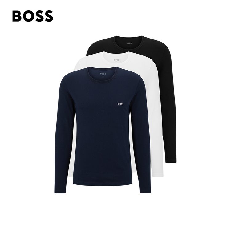 【重磅新品】BOSS博斯男士26年秋季新款三件装徽标装饰T恤50492321商品图