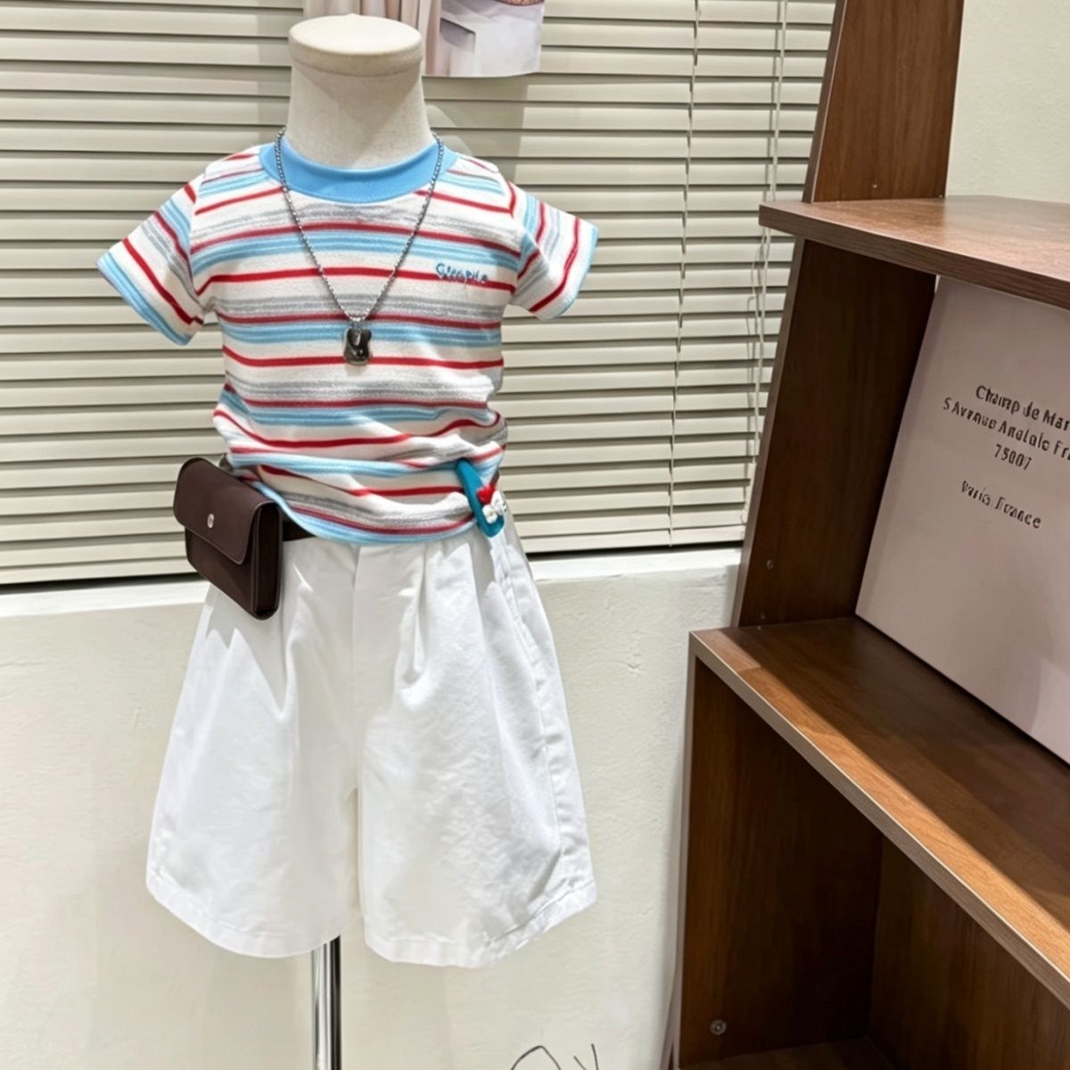 女童夏季新款韩系洋气小清新条纹短袖T恤配百搭休闲裤韩版时尚