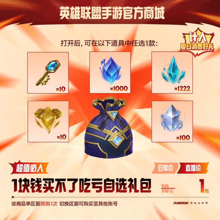 1块钱买不了吃亏自选礼包【LOLM官方直充】商品图