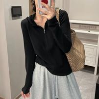 【现货+运费险】新款拉链帽衫女宽松休闲百搭减龄显瘦韩版长袖上衣商品图