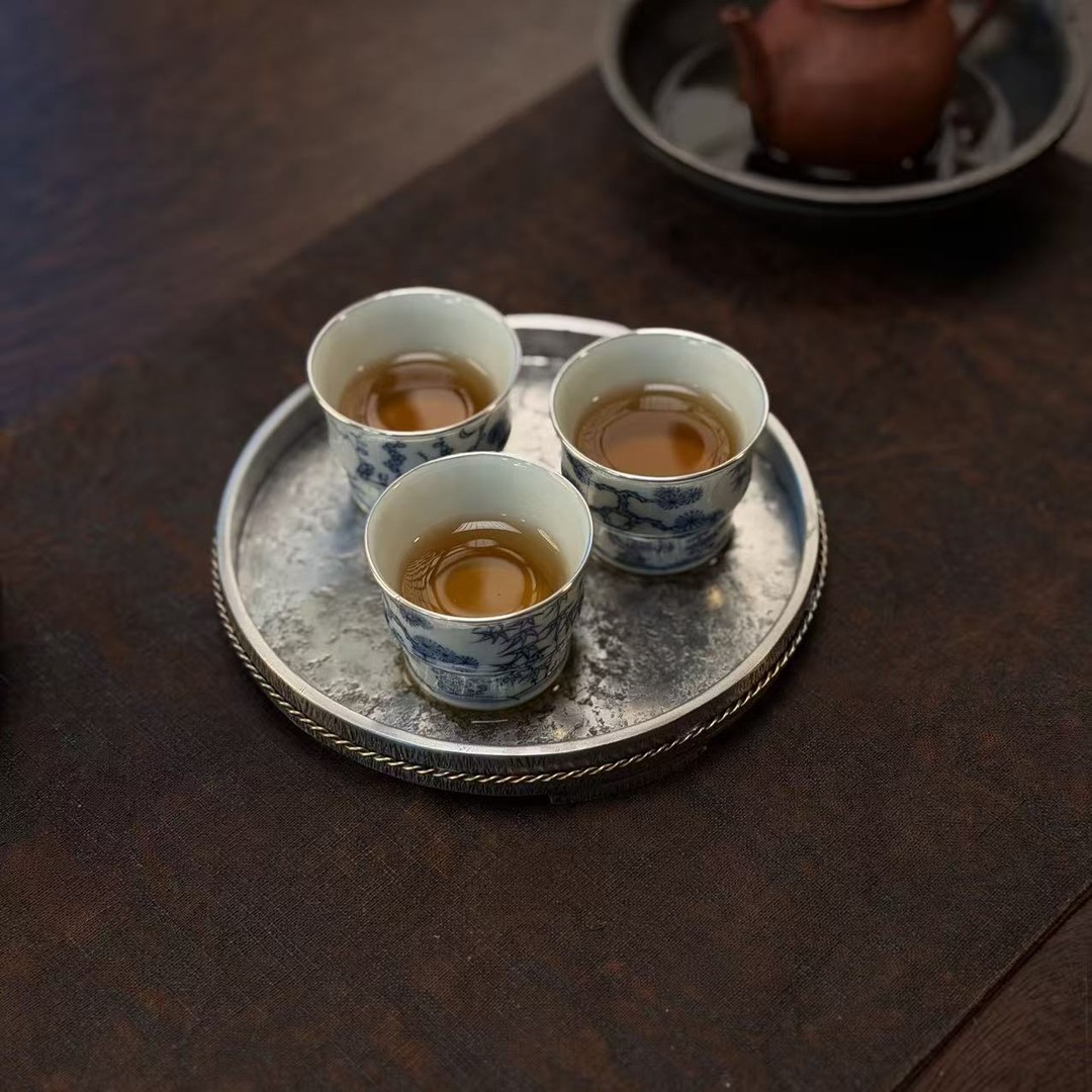 锡全手加厚三足圆盘杯承壶承干泡盘急需台商品图