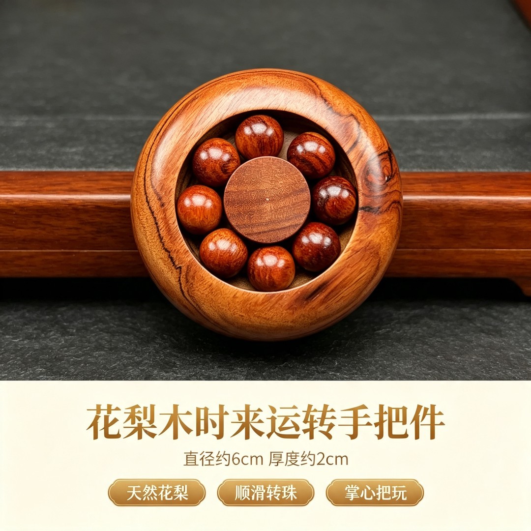花梨木雕时来运转手把件可旋转珠子把玩放松解压文玩 多样性发货商品图