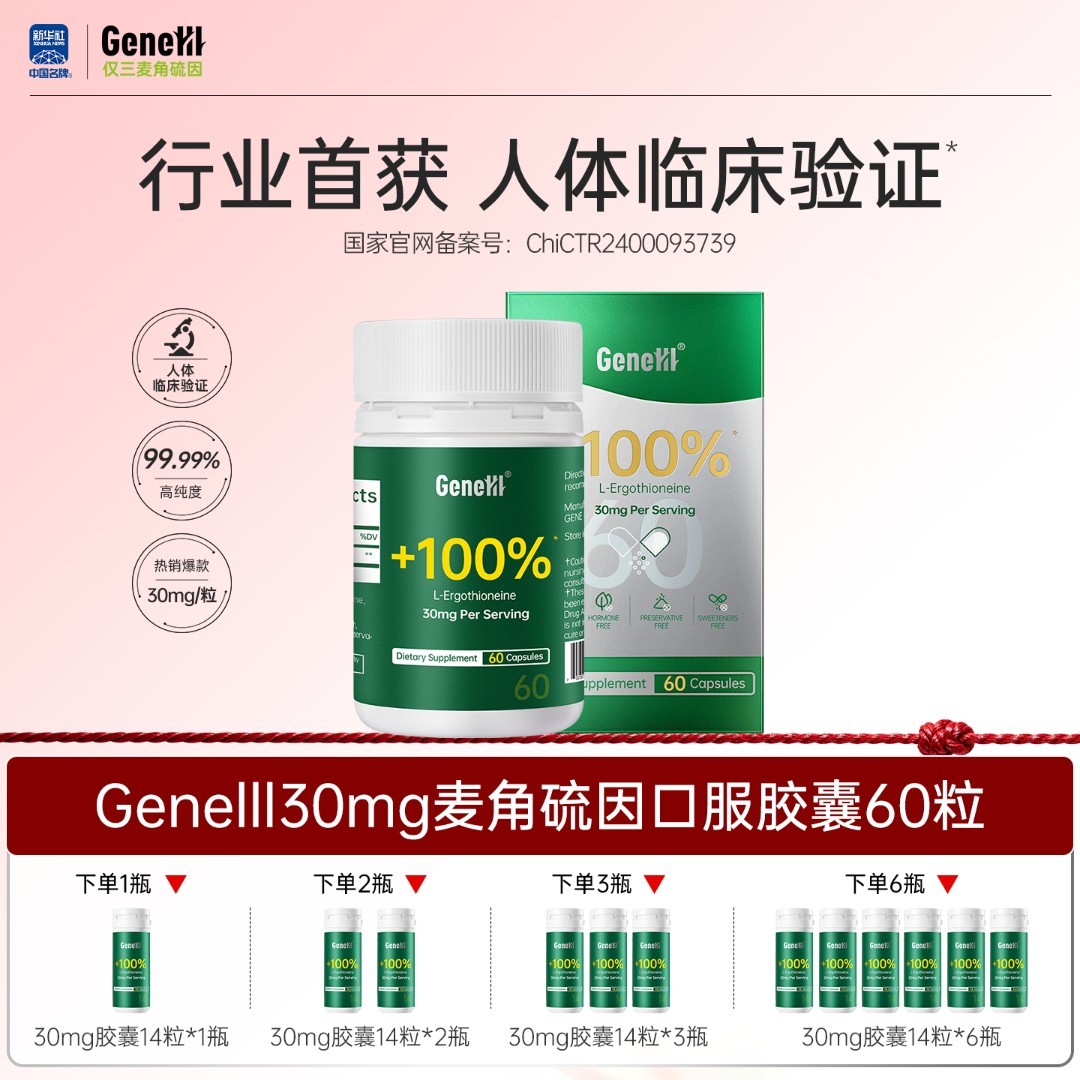 【绿标60粒】【罐装】GeneIII/仅三麦角硫因口服胶囊30mg99.99%高纯度商品图