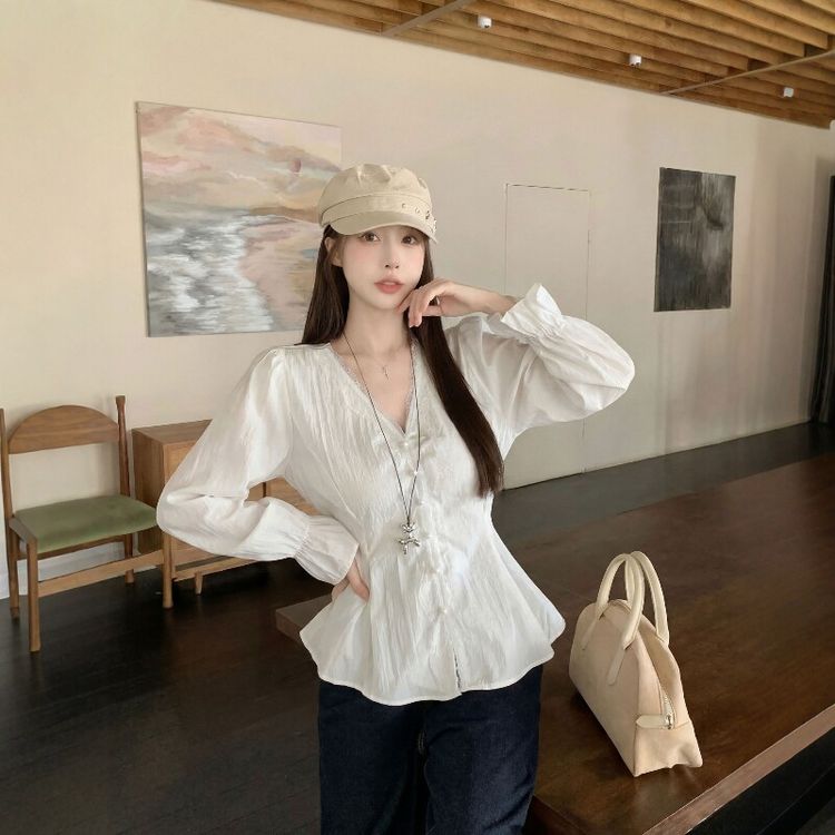 2026秋季新款大码女装胖MM法式蕾丝拼接长袖衬衫女显瘦气质上衣商品图
